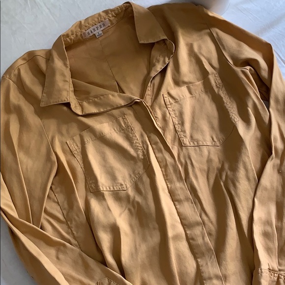 Mustard Button Up Denim Shirt - Picture 2 of 5